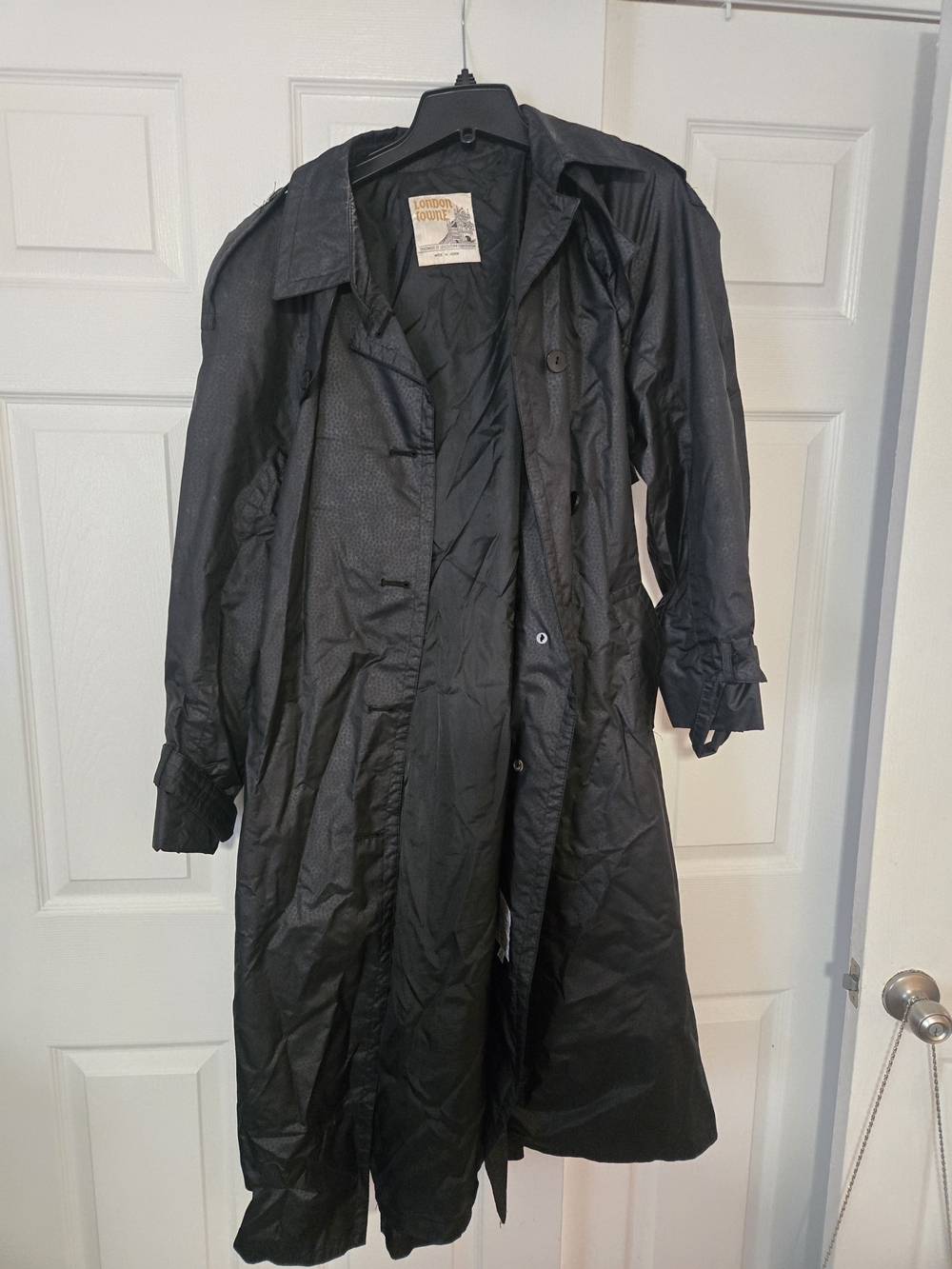 London Fog Black Longline Trench Coat